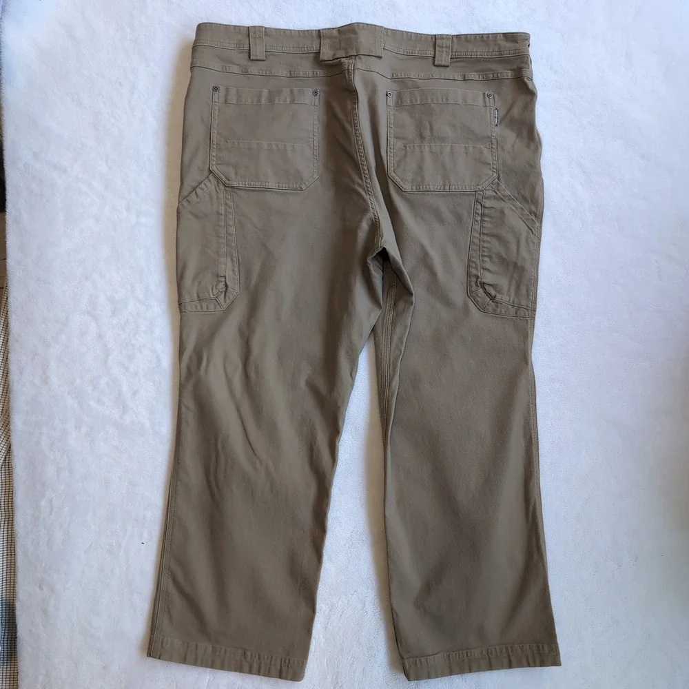 Duluth Trading Co Flex‎ Fire Hose Pants Mens 46x30 Khaki Tan Relaxed Work Cargo